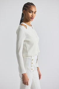 White Lonnie Viscose Knit Layered Cardigan | Women's Top by Derek Lam 10 Crosby