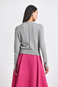 Medium Heather Grey Thibeaut Long Sleeve Cardigan | Women's Top by Derek Lam 10 Crosby