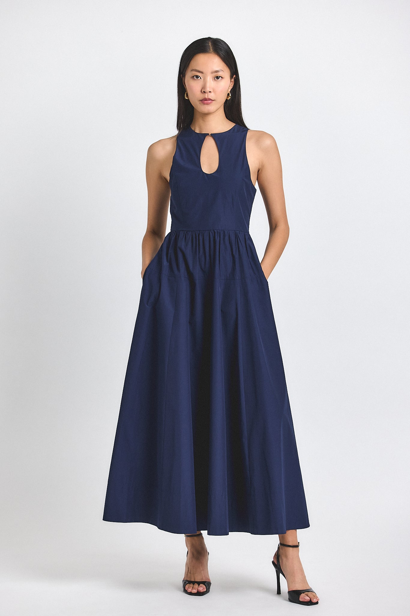 Melodie Cotton Poly Dress - Navy Derek Lam Melodie Cotton Poly Dress - Navy Derek Lam