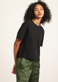 Black Miranda Cotton Jersey Boxy Tee | Women's Top by Derek Lam 10 Crosby