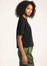Black Miranda Cotton Jersey Boxy Tee | Women's Top by Derek Lam 10 Crosby