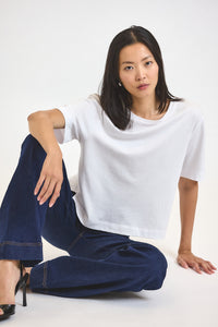 White Miranda Cotton Jersey Boxy Tee | Women's Top by Derek Lam 10 Crosby