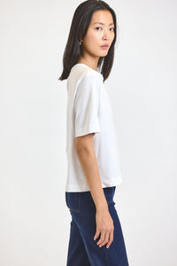 White Miranda Cotton Jersey Boxy Tee | Women's Top by Derek Lam 10 Crosby