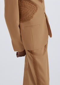 Mocha Jad Crochet Blazer | Women's Jacket by Derek Lam 10 Crosby