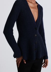 Navy Melange Amalia Flared Cardigan | Women's Sweater by Derek Lam 10 Crosby