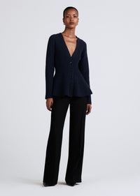 Navy Melange Amalia Flared Cardigan | Women's Sweater by Derek Lam 10 Crosby