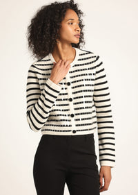 Blanc De Blanc-Black Nebula Sequin Cardigan | Women's Top by Derek Lam 10 Crosby
