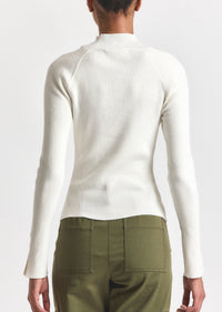 White Kassandra Ribbed Mock Neck Sweater | Women's Top by Derek Lam 10 Crosby