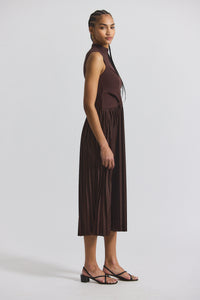 Chocolate Maizie Mock Neck Sleeve Pleated Sweater Dress | Women's Dresses by Derek Lam 10 Crosby