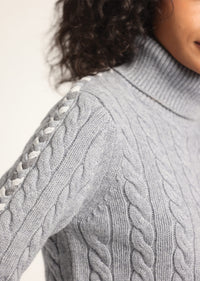 Grey Pippa Lace Up Turtleneck | Women's Top by Derek Lam 10 Crosby