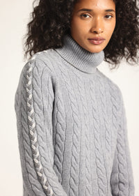 Grey Pippa Lace Up Turtleneck | Women's Top by Derek Lam 10 Crosby