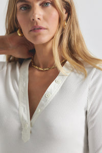 Off White Adrian Mixed Media Tee | Women's Top by Derek Lam 10 Crosby