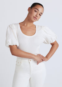 Off White Willa Balloon Sleeve Scoop Neck Top | Women's Top by Derek Lam 10 Crosby