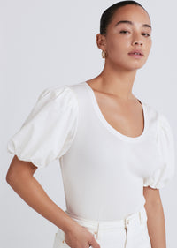 Off White Willa Balloon Sleeve Scoop Neck Top | Women's Top by Derek Lam 10 Crosby