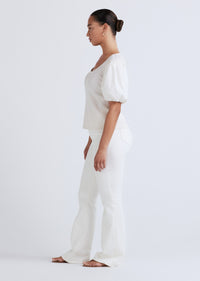 Off White Willa Balloon Sleeve Scoop Neck Top | Women's Top by Derek Lam 10 Crosby