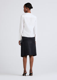 Optic White Lila Long Sleeve V-Neck Top | Women's Top by Derek Lam 10 Crosby
