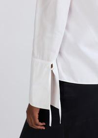 Optic White Lila Long Sleeve V-Neck Top | Women's Top by Derek Lam 10 Crosby