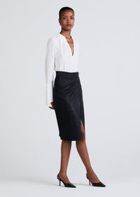 Optic White Lila Long Sleeve V-Neck Top | Women's Top by Derek Lam 10 Crosby