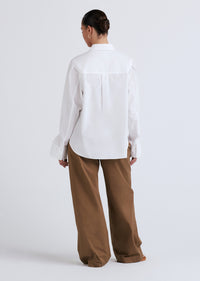 Optic White Wesley Button Front Shirt | Women's Top by Derek Lam 10 Crosby