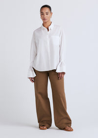 Optic White Wesley Button Front Shirt | Women's Top by Derek Lam 10 Crosby