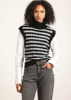 Black-White-Grey Paola Mixed Media Turtleneck Sweater | Women's Top by Derek Lam 10 Crosby