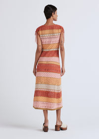 Peach Multi Octavia Sleeveless Stripe Dress | Women's Dress by Derek Lam 10 Crosby