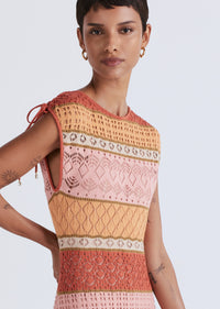 Peach Multi Octavia Sleeveless Stripe Dress | Women's Dress by Derek Lam 10 Crosby