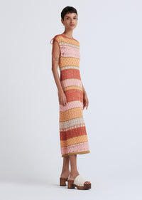 Peach Multi Octavia Sleeveless Stripe Dress | Women's Dress by Derek Lam 10 Crosby