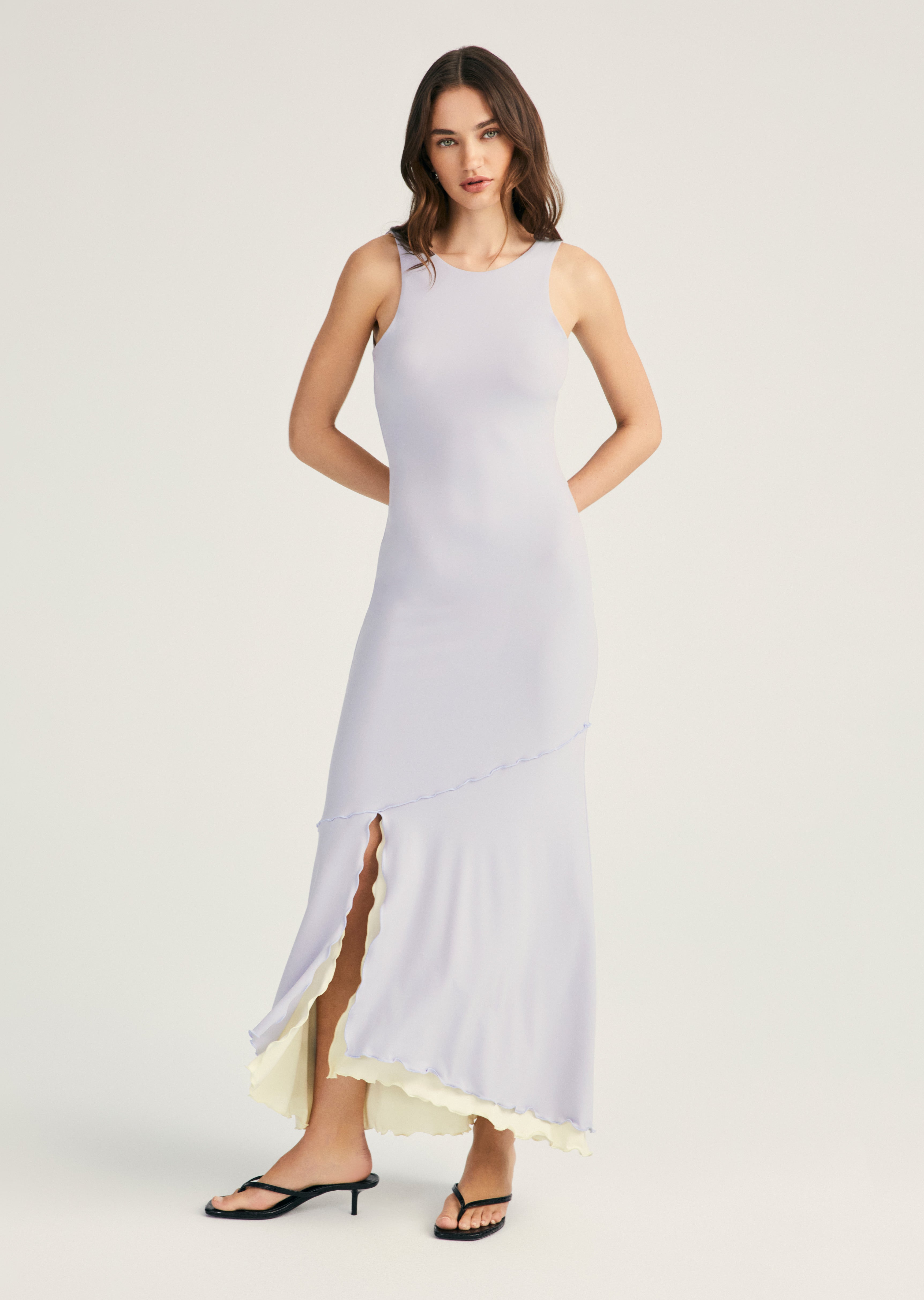 Stephanie Slit Hem Sleeveless Dress - Periwinkle