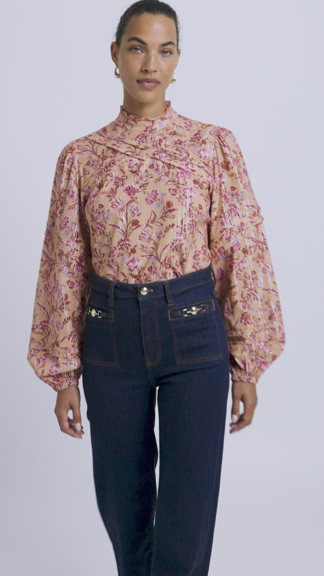 mare☆Sheer Docking French Sleeve Blouse Water-Repellent】Sheer Docking French Sleeve Blouse – maré