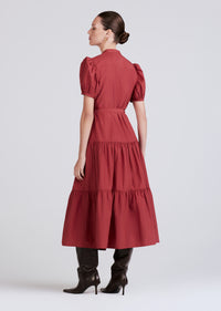 Rhubarb Alexandra Puff Sleeve Shirt Midi Dress | Women's Dress by Derek Lam 10 Crosby