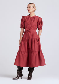 Rhubarb Alexandra Puff Sleeve Shirt Midi Dress | Women's Dress by Derek Lam 10 Crosby