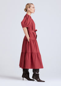 Rhubarb Alexandra Puff Sleeve Shirt Midi Dress | Women's Dress by Derek Lam 10 Crosby