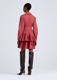 Rhubarb Sterling Long Sleeve Pleated Mini Dress | Women's Dress by Derek Lam 10 Crosby