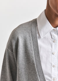 Grey Melange-White Rida Striped Mixed Media Sweater | Women's Top by Derek Lam 10 Crosby