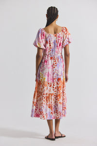 Rose Multi Laine Floral Printed Stretch Linen Puff Sleeve Maxi Dress | Women's Dresses by Derek Lam 10 Crosby