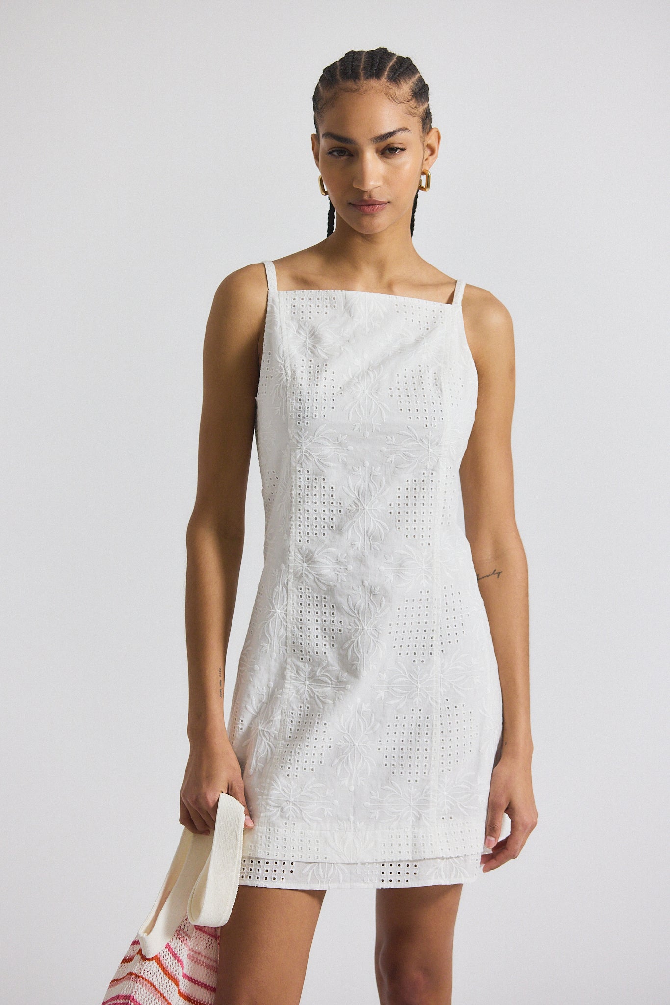 Derek Lam 10 Crosby Women's Saige Garden Tile Eyelet Mini Dress - White