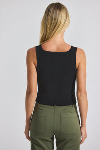 Black Sain Rib Knit Sweater Tank | Women's Top by Derek Lam 10 Crosby