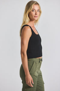 Black Sain Rib Knit Sweater Tank | Women's Top by Derek Lam 10 Crosby