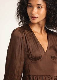 Espresso Savannah V-Neck Peplum Top | Women's Top by Derek Lam 10 Crosby