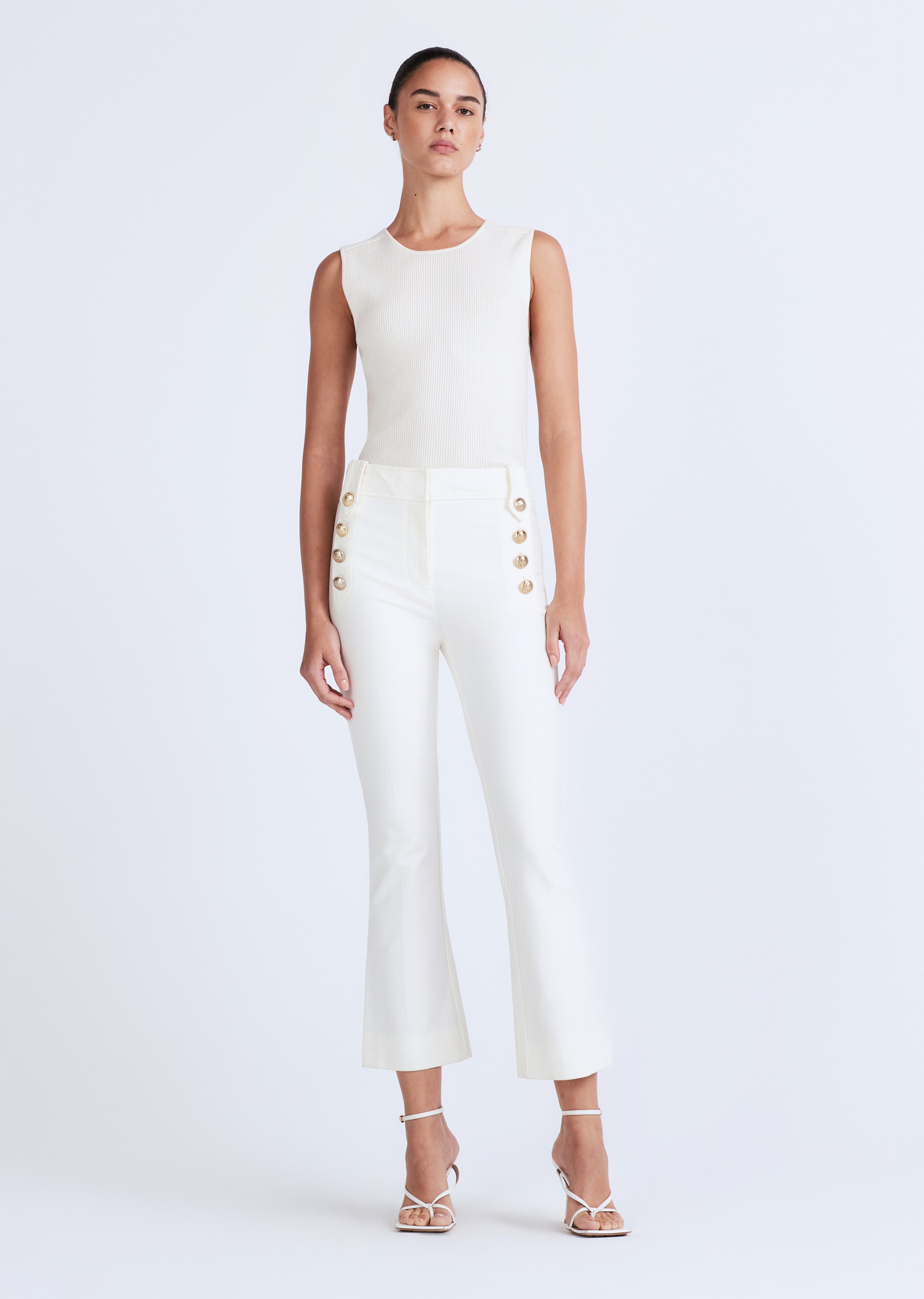 Robertson Soft White Crop Flare Trouser - Essentials