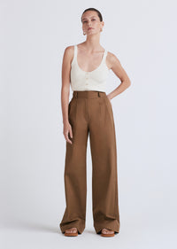 Spanish Olive Baxter Wide Leg Pleated Pants | Women's Pants by Derek Lam 10 Crosby
