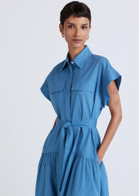 Steel Blue Laurel Sleeveless Shirt Dress | Women's Dress by Derek Lam 10 Crosby