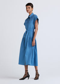 Steel Blue Laurel Sleeveless Shirt Dress | Women's Dress by Derek Lam 10 Crosby