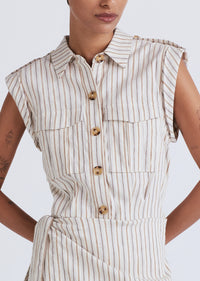 Tan Multi Giselle Mini Tie Front Cargo Dress | Women's Dress by Derek Lam 10 Crosby