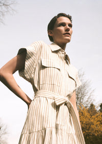 Tan Multi Laurel Sleeveless Shirtdress | Women's Dress by Derek Lam 10 Crosby