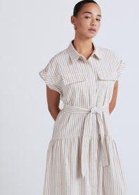 Tan Multi Laurel Sleeveless Shirtdress | Women's Dress by Derek Lam 10 Crosby