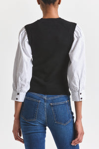 Black-White Tirza Mixed Media Top | Women's Top by Derek Lam 10 Crosby