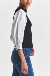 Black-White Tirza Mixed Media Top | Women's Top by Derek Lam 10 Crosby