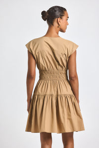 Camel Tora V-Neck Dress | Women's Dresses by Derek Lam 10 Crosby